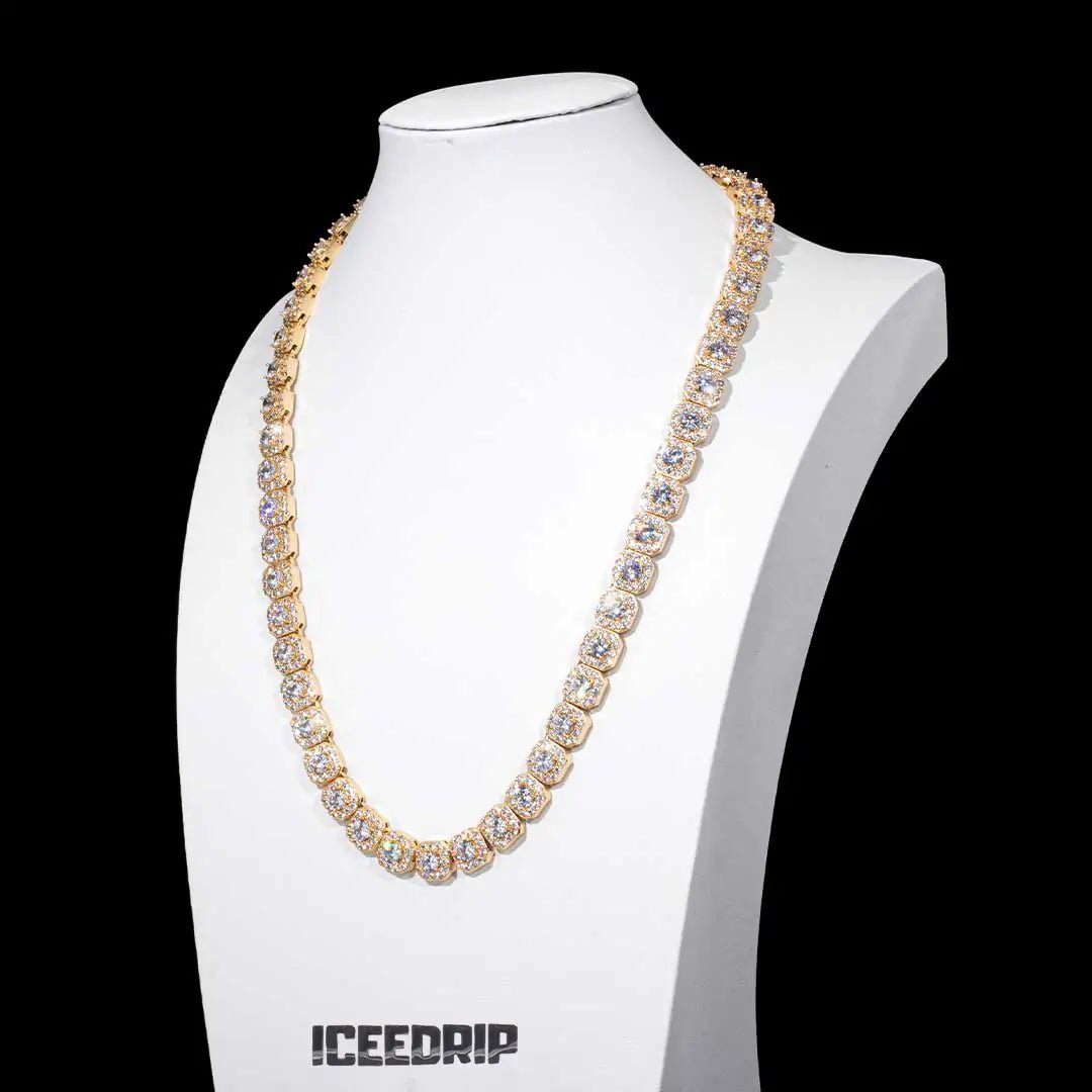 10MM Clustered Tennis Necklace in Gold - ICEEDRIP