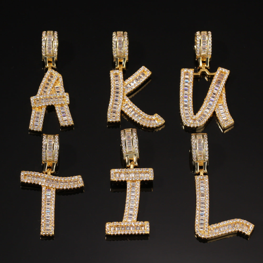 Iced out Baguette  Custom Letter Necklace