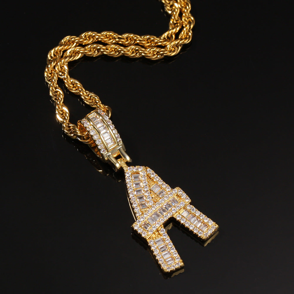 Iced out Baguette  Custom Letter Necklace