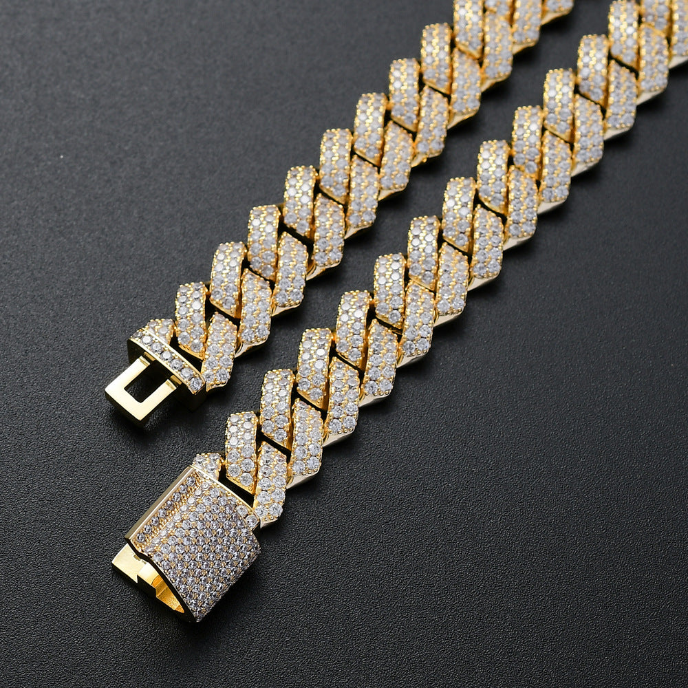 Seamless Rhombic Iced Cuban Chain 18K White/Gold-Plate