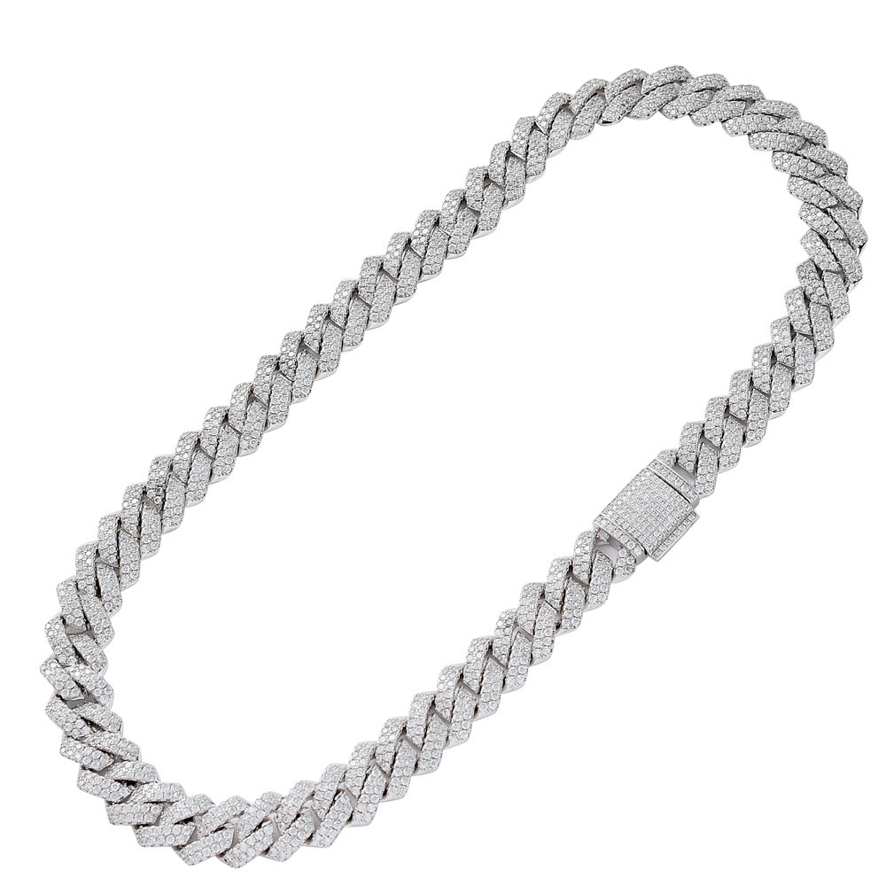 Seamless Rhombic Iced Cuban Chain 18K White/Gold-Plate