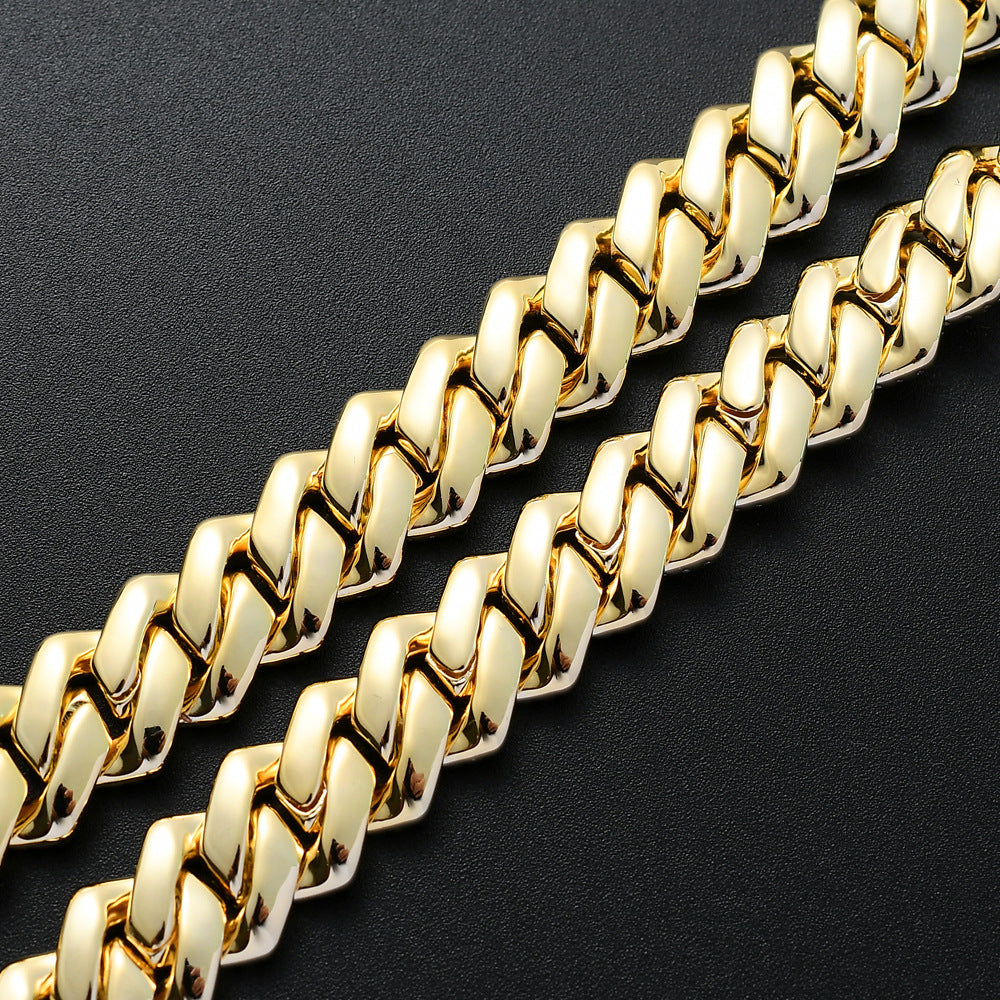 Seamless Rhombic Iced Cuban Chain 18K White/Gold-Plate