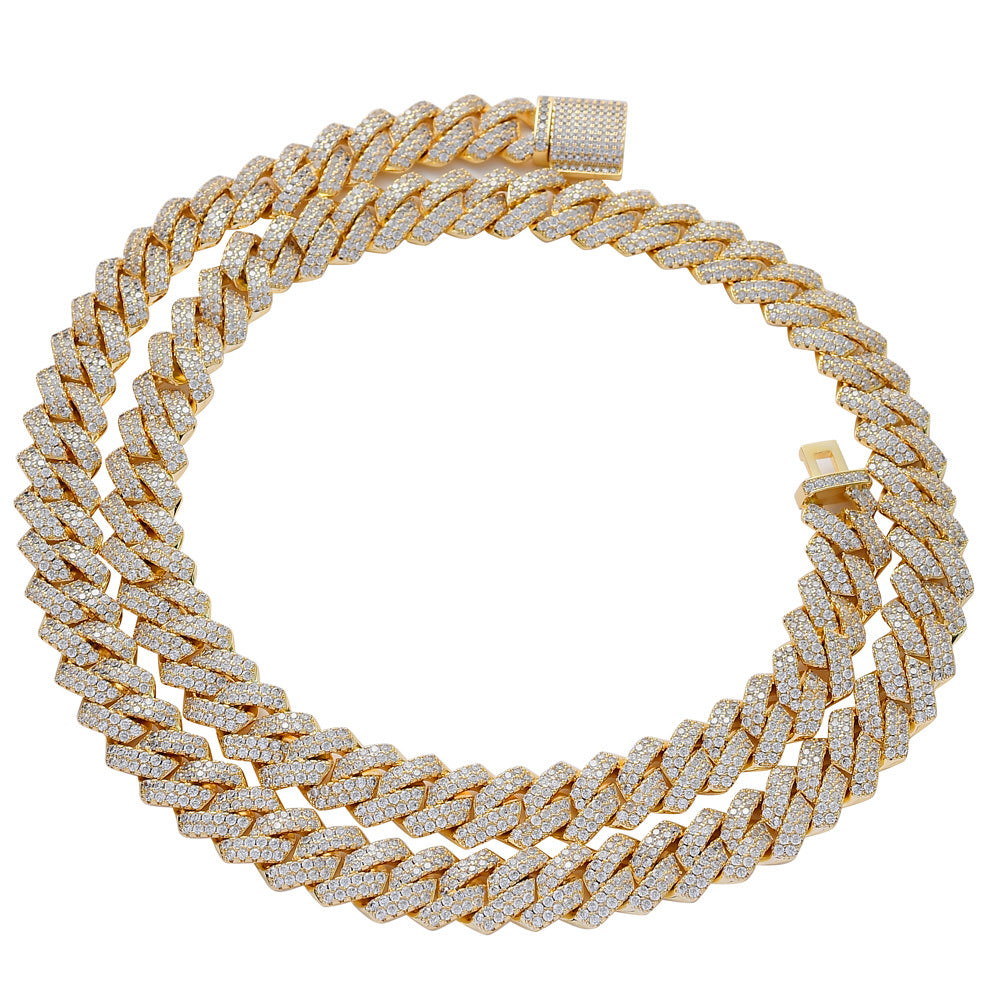 Seamless Rhombic Iced Cuban Chain 18K White/Gold-Plate