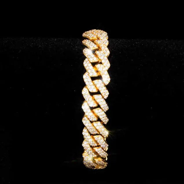 14MM Prong Cuban Link Bracelet in Gold ICEEDRIP