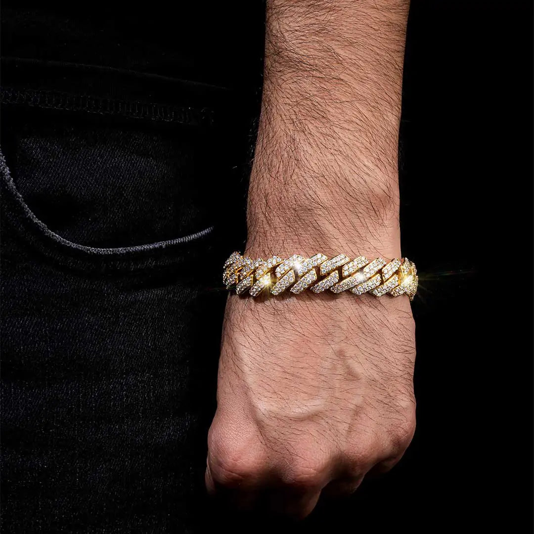 14MM Prong Cuban Link Bracelet in Gold ICEEDRIP