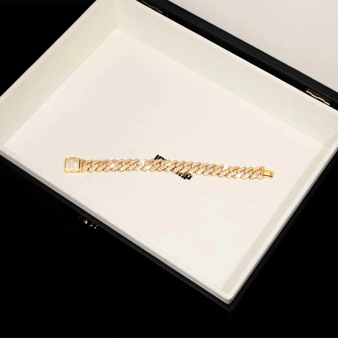 14MM Prong Cuban Link Bracelet in Gold ICEEDRIP