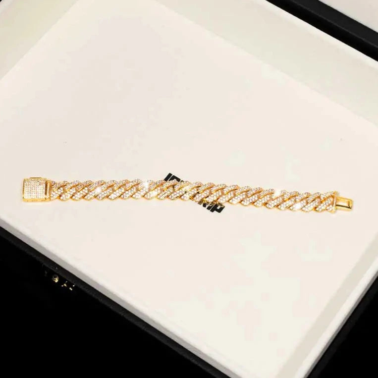 14MM Prong Cuban Link Bracelet in Gold ICEEDRIP