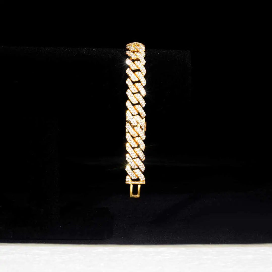 14MM Prong Cuban Link Bracelet in Gold ICEEDRIP