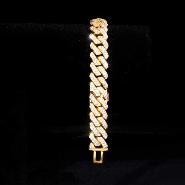 14MM Prong Cuban Link Bracelet in Gold ICEEDRIP