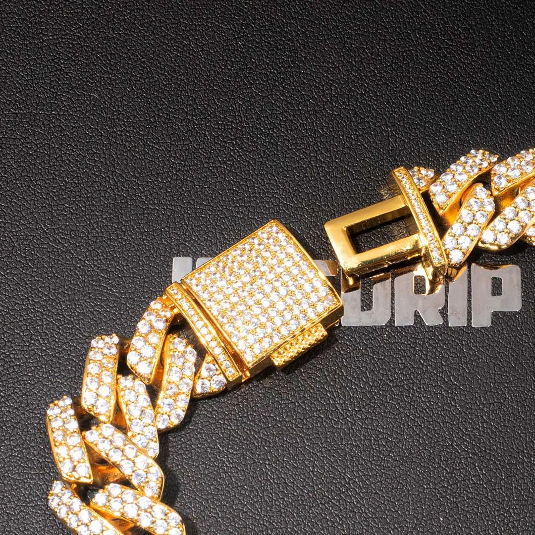 14MM Prong Cuban Link Bracelet in Gold ICEEDRIP