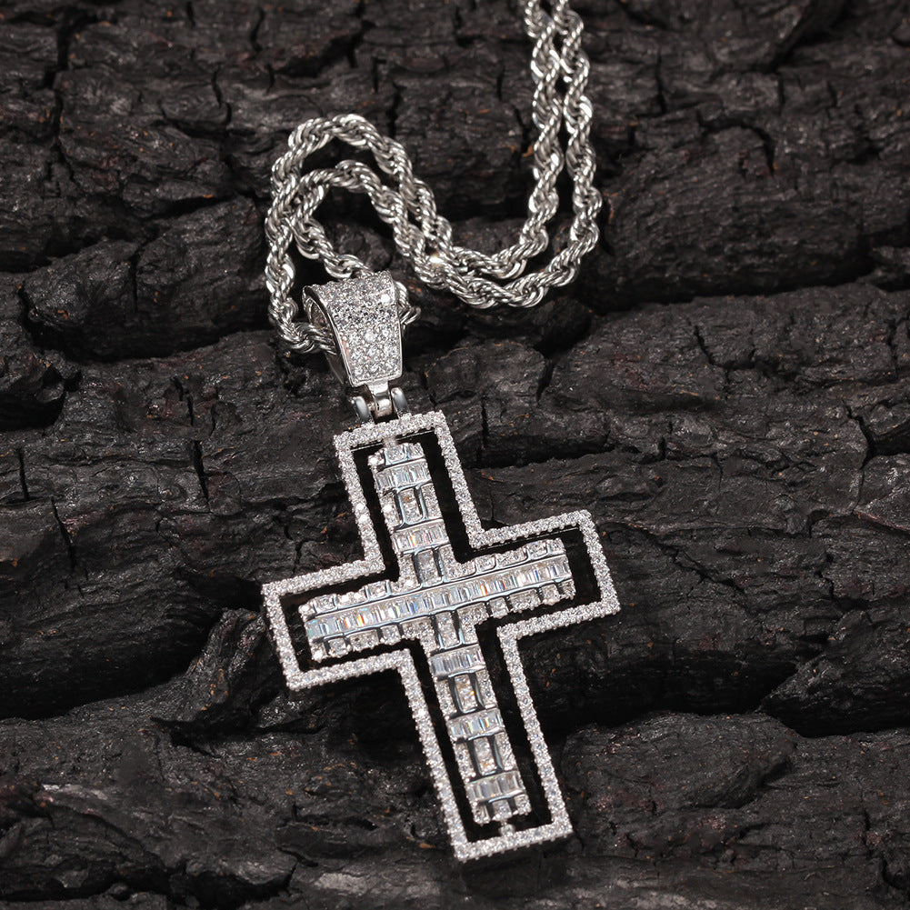 Iced Out Gold Plated Rotatable Cross Pendant