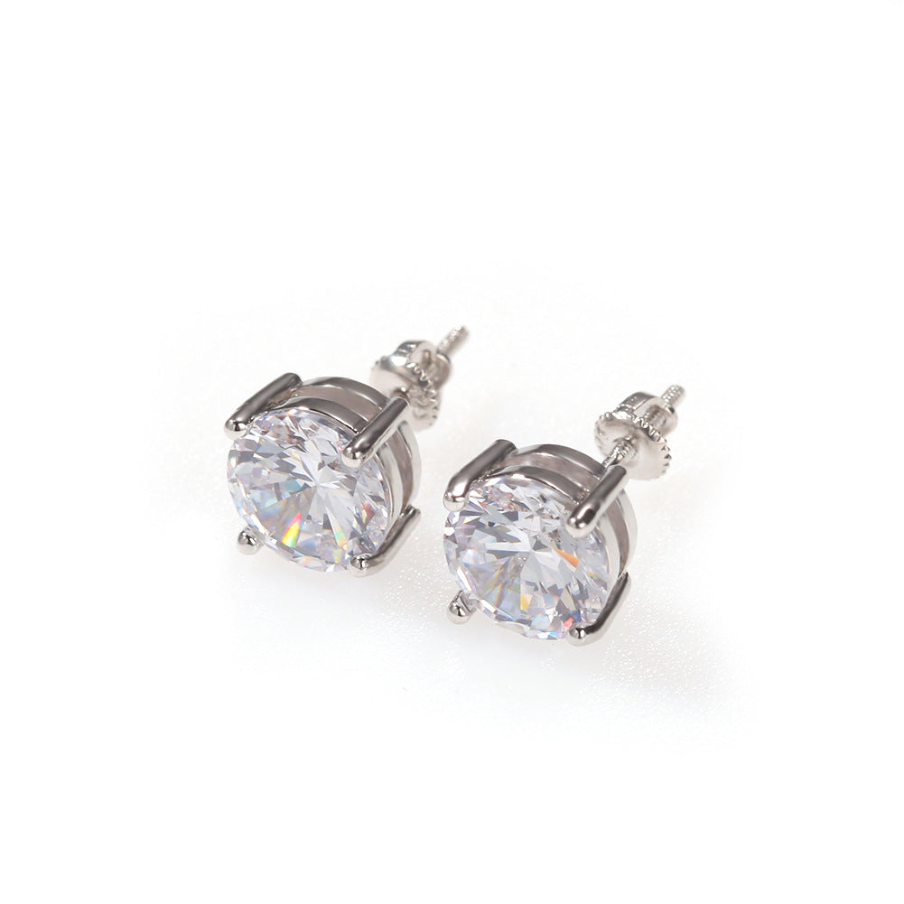 8mm Iced Cubic Zirconia Gold-Plated/silver Earrings