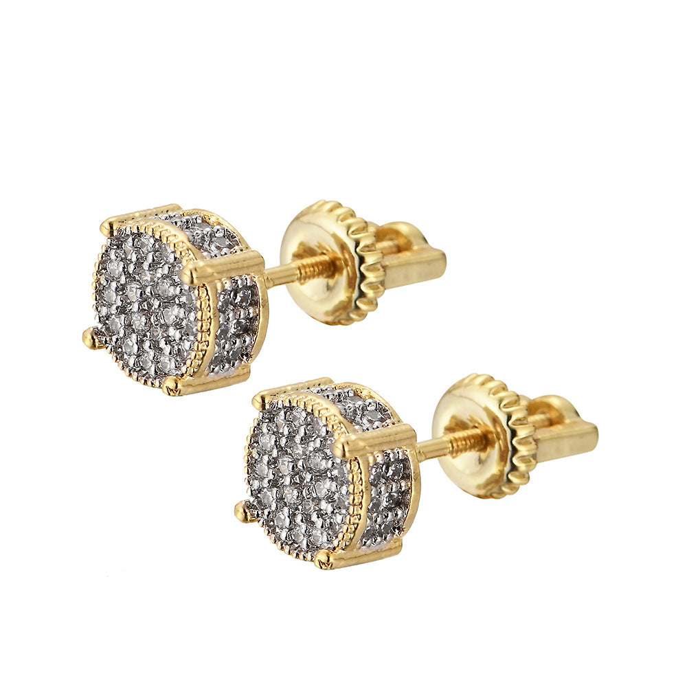 925 Sterling Silver Micro-inlay  Two-tone Stud Earring