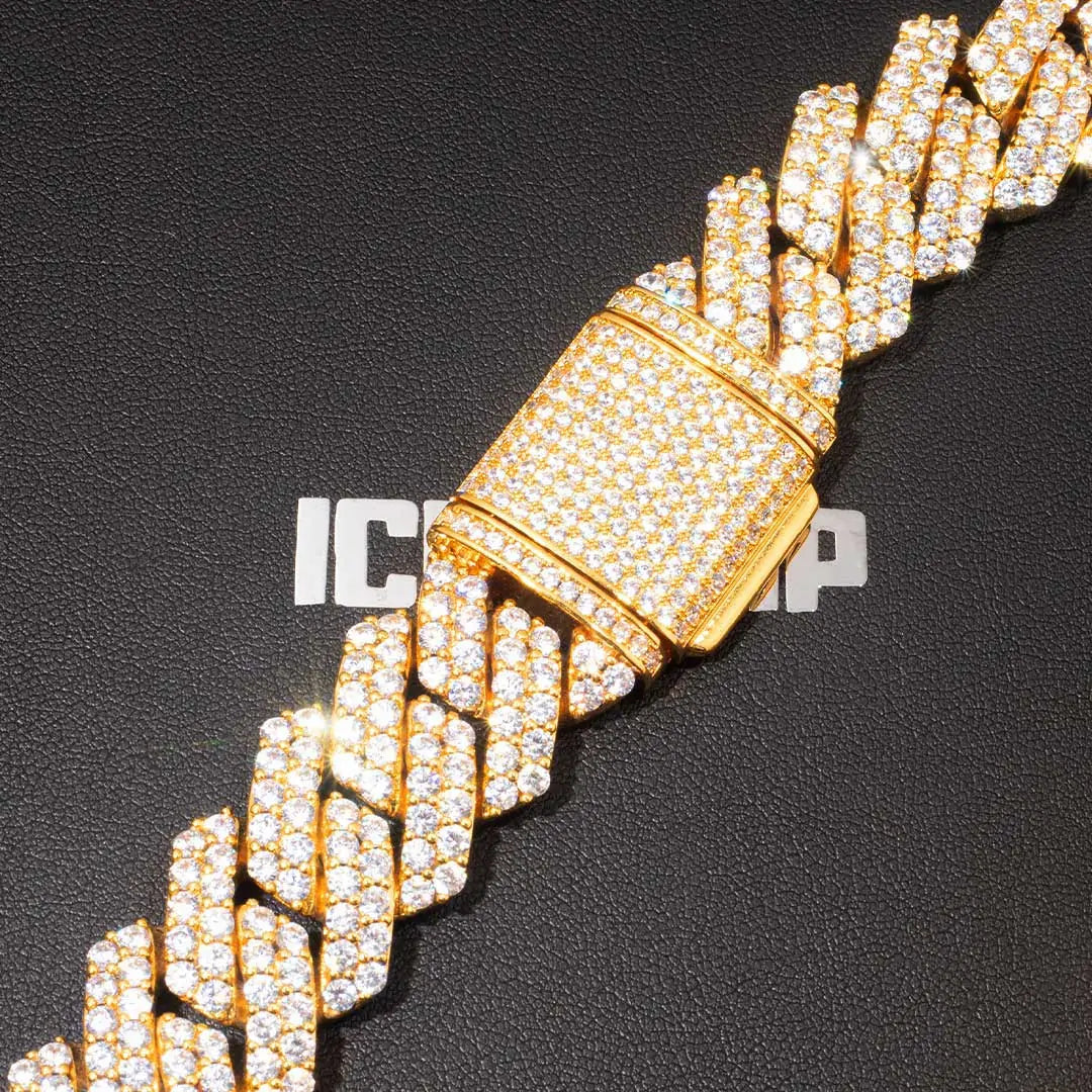 19mm 2-Row Iced Prong Cuban Chain 