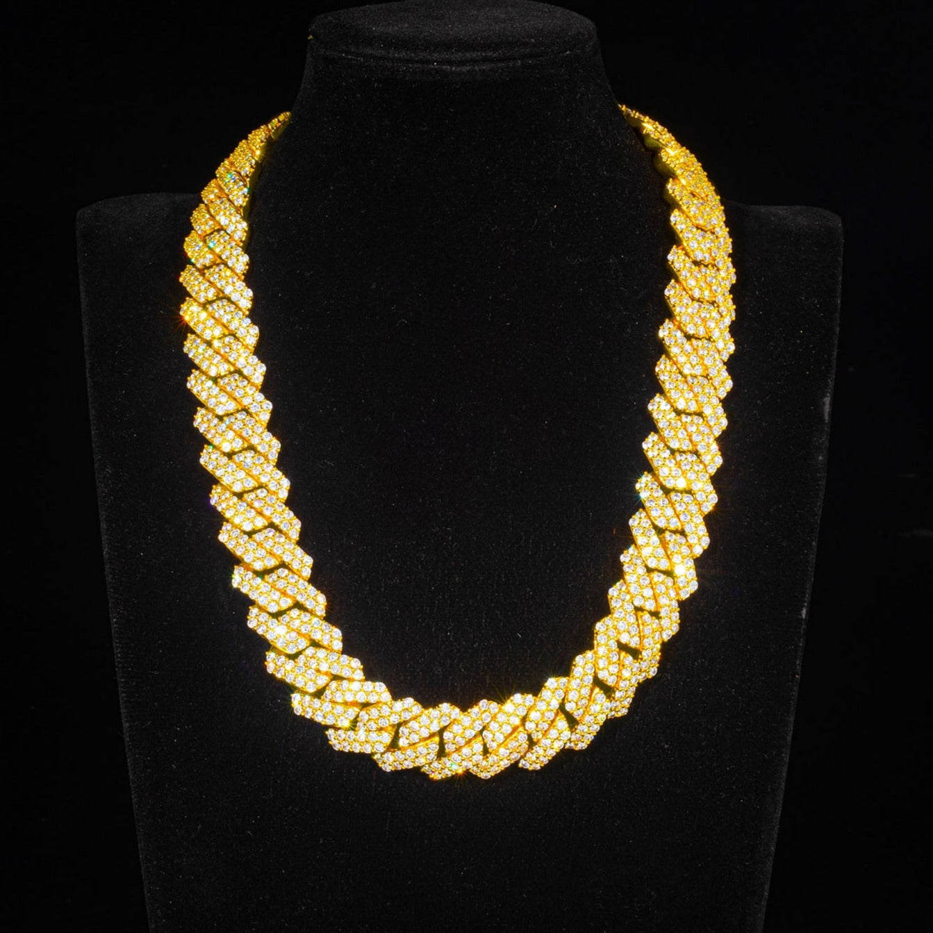 19MM 2-Row Iced Out Prong Cuban Link Chain