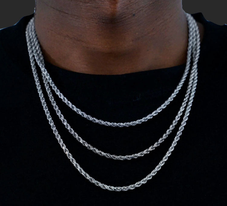 3MM White Gold Rope Chain