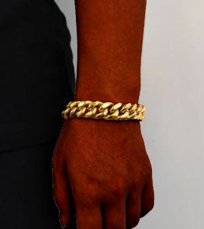 18K Gold-Plated Classic Miami Cuban Link Bracelet（12MM）