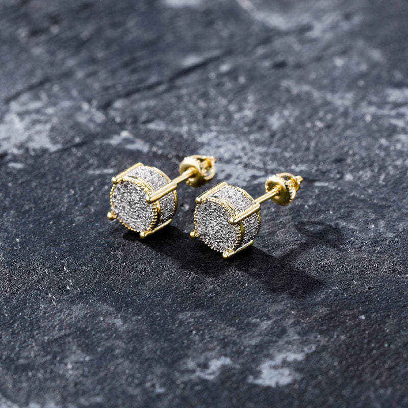 925 Sterling Silver Micro-inlay  Two-tone Stud Earring