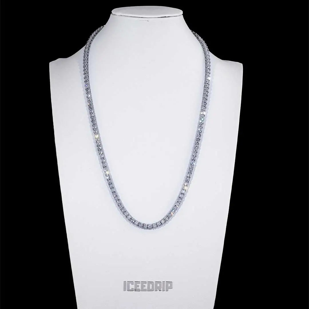 4MM 18K Gold-Plated Iced Tennis Necklace in White Gold ICEEDRIP