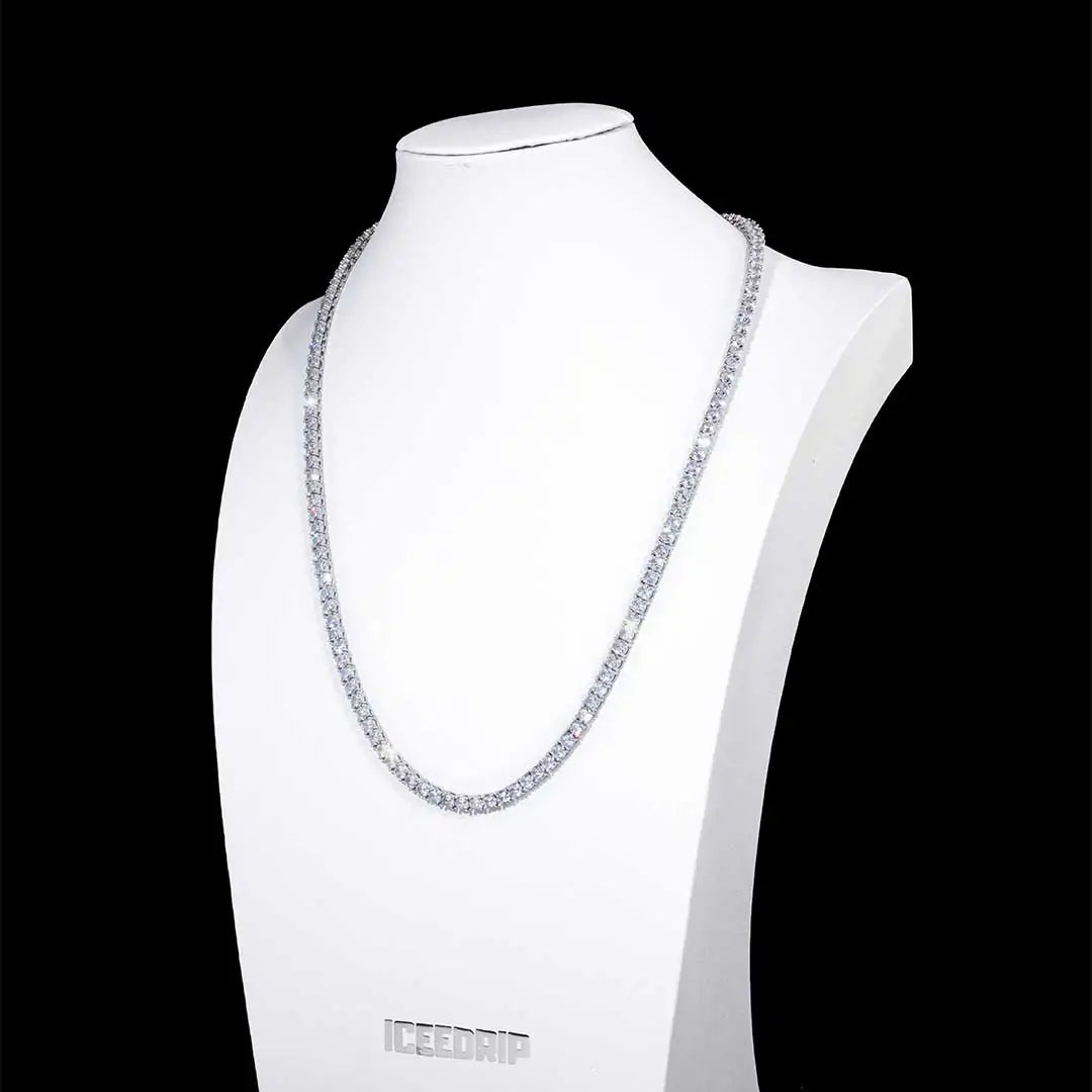 4MM 18K Gold-Plated Iced Tennis Necklace in White Gold ICEEDRIP