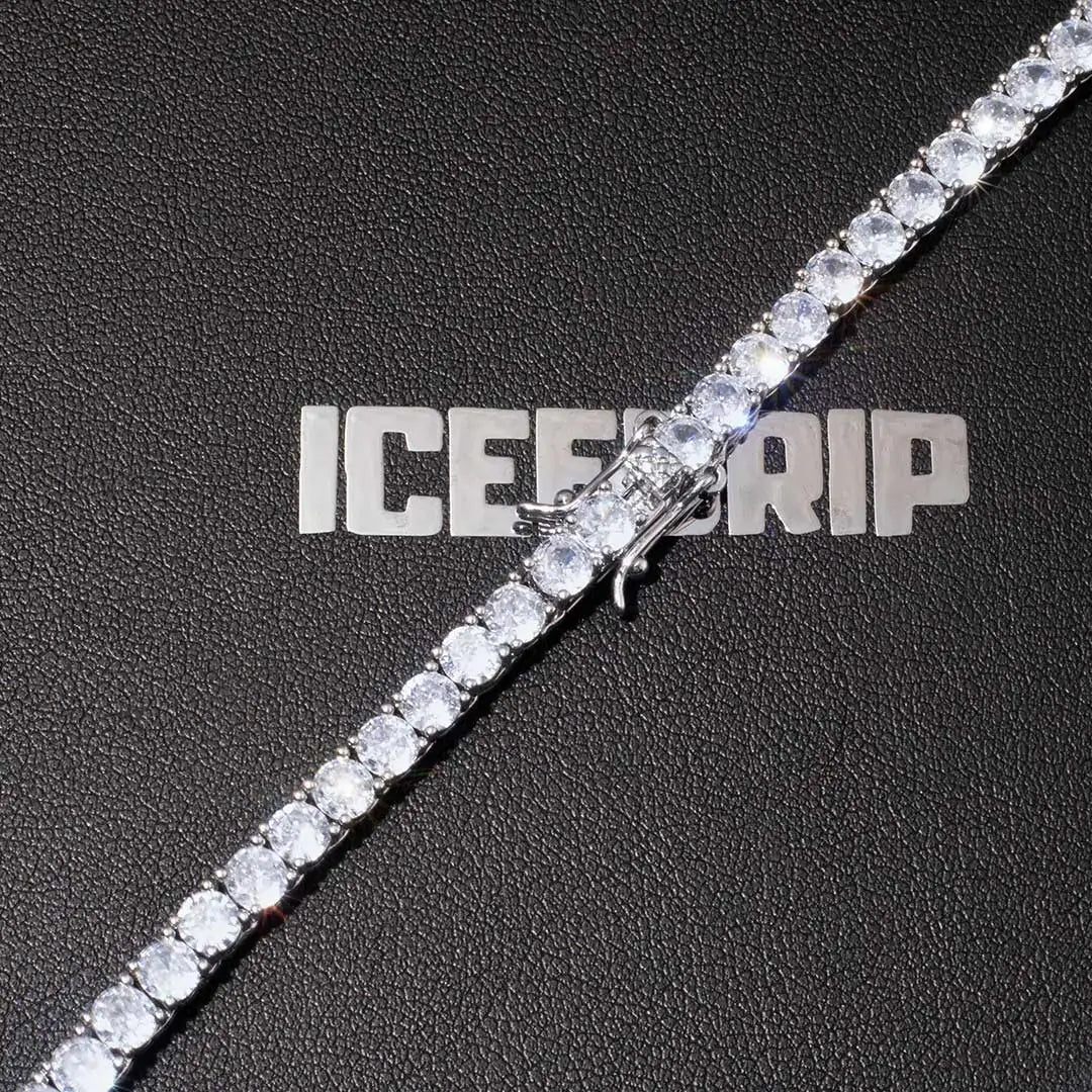 4MM 18K Gold-Plated Iced Tennis Necklace in White Gold ICEEDRIP