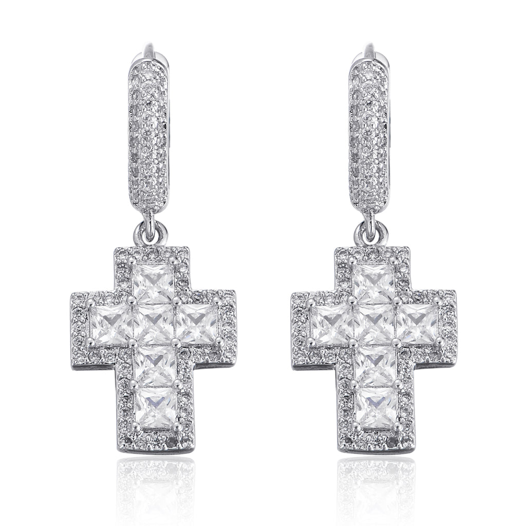 Gold Plated Hip Hop Cross Earring ICEEDRIP