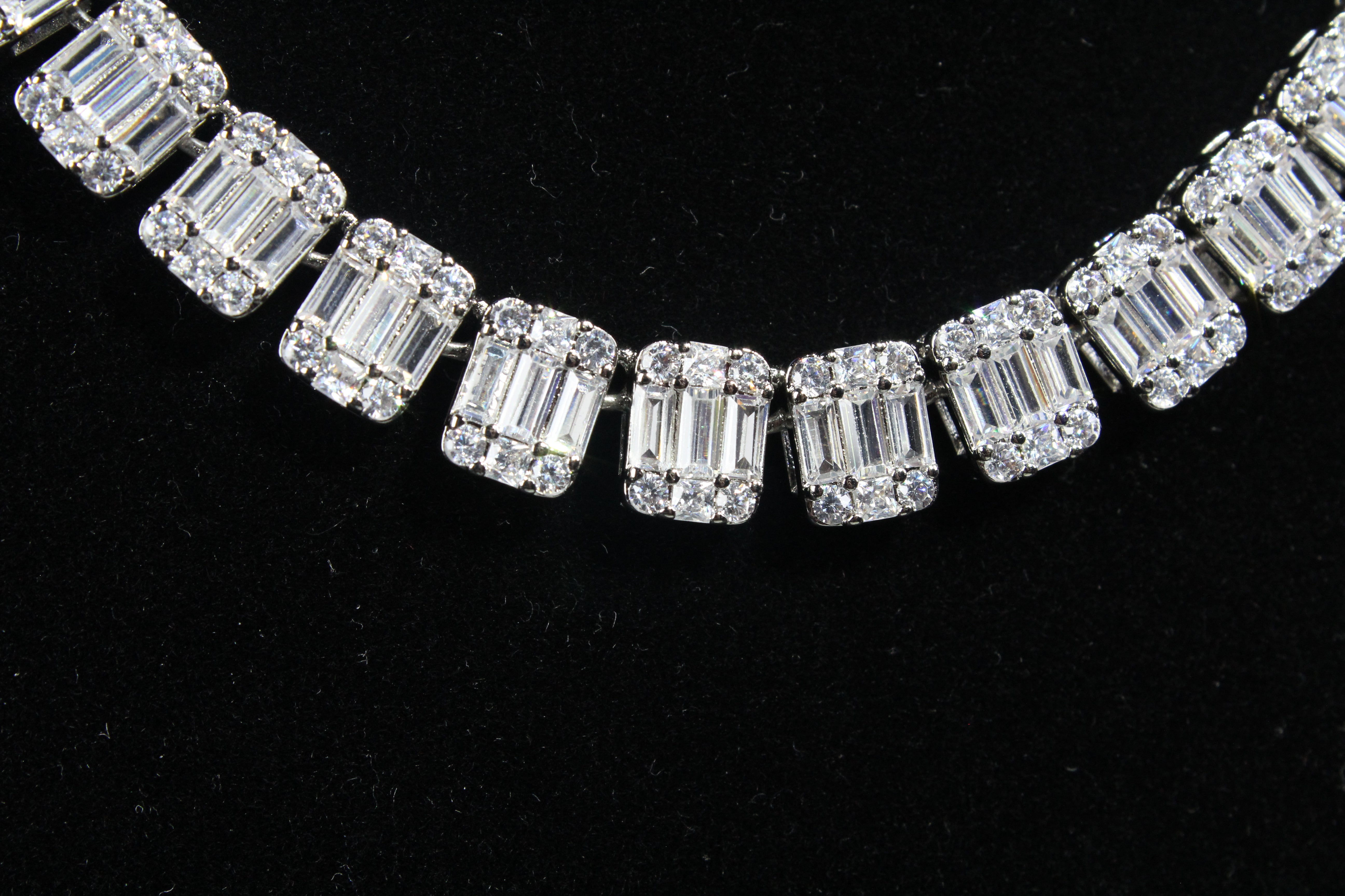 8.5MM Iced Square Baguette Tennis Chain in White Gold