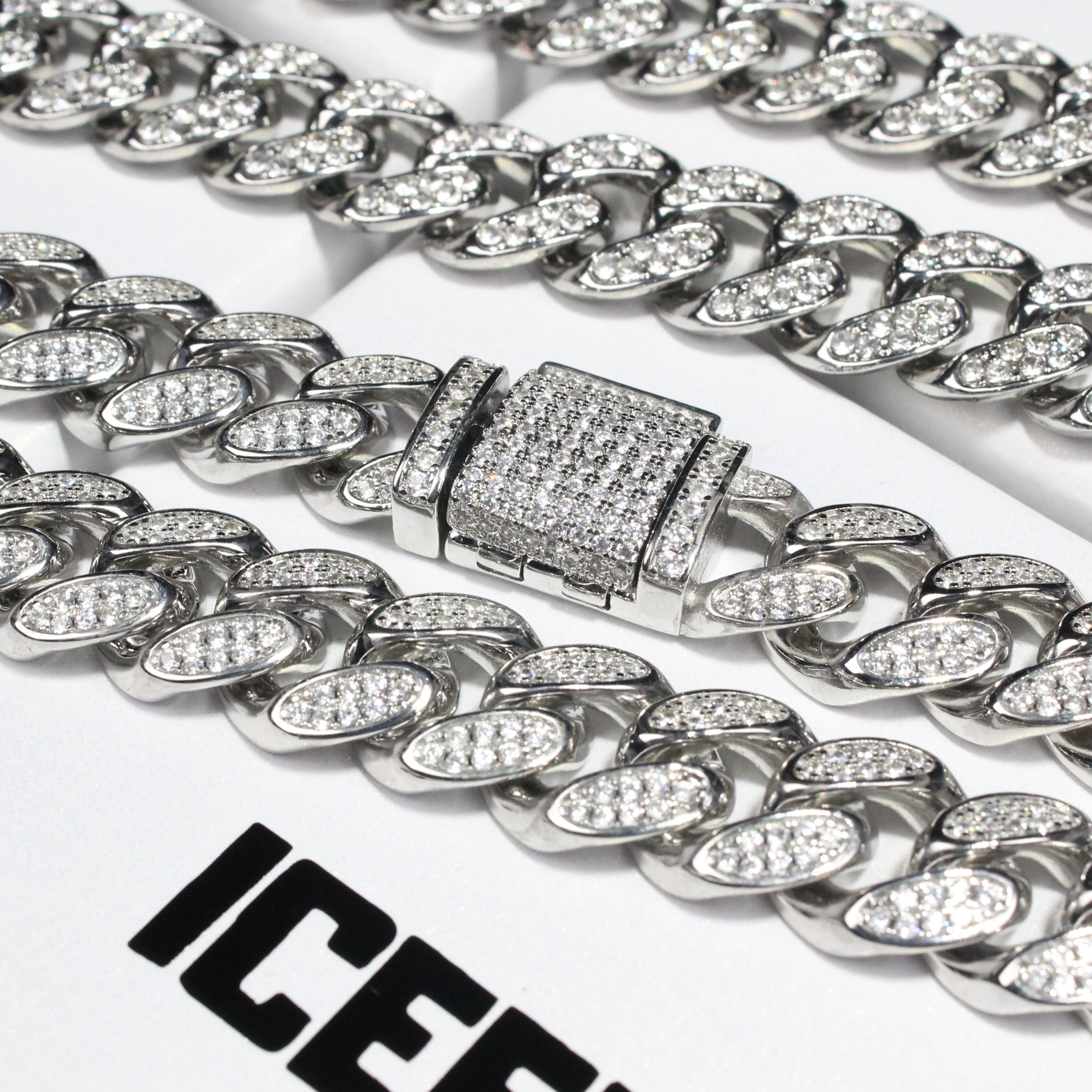 18mm Box Clasp Iced Out Cuban Chain