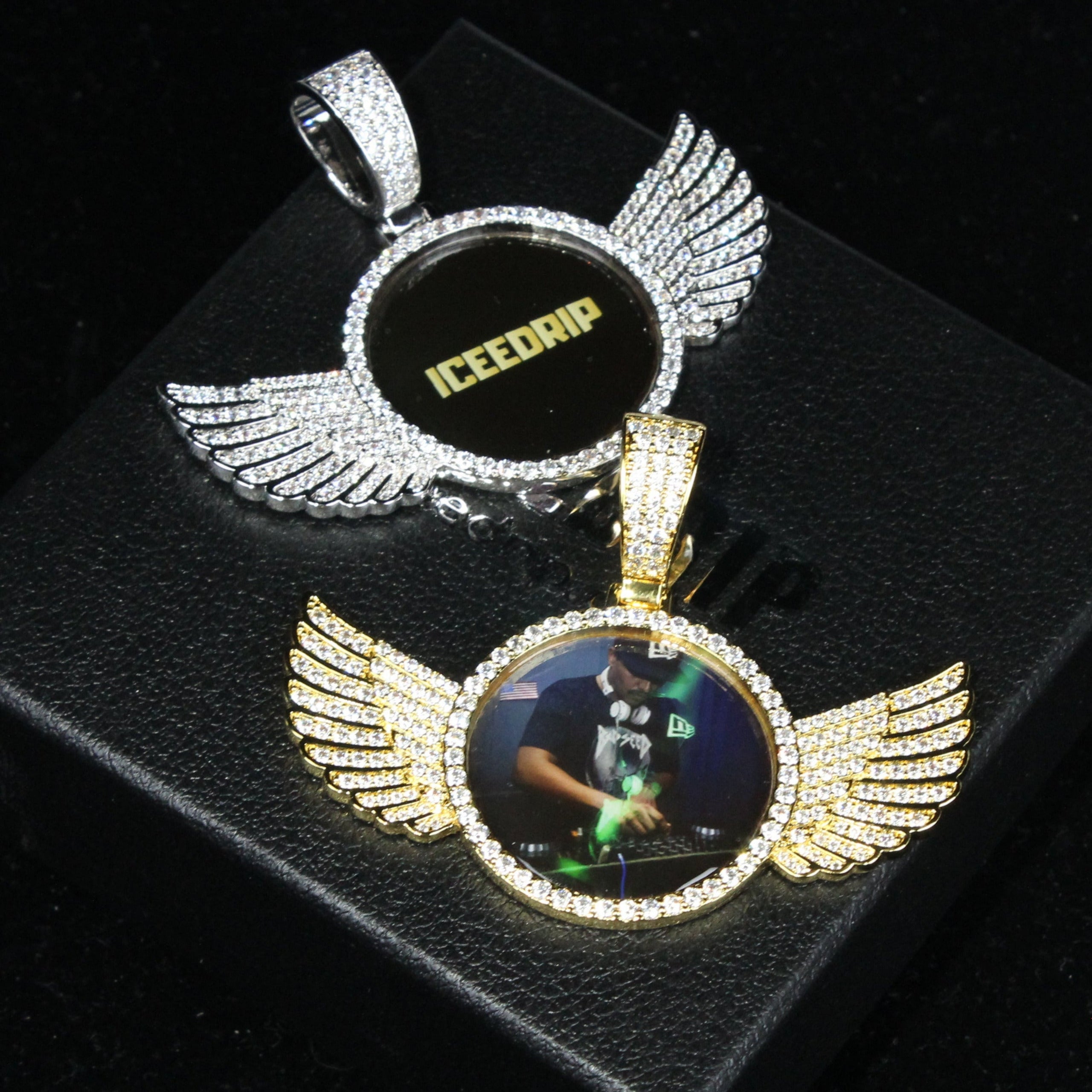 3D Circle With Wings Custom Picture Pendant