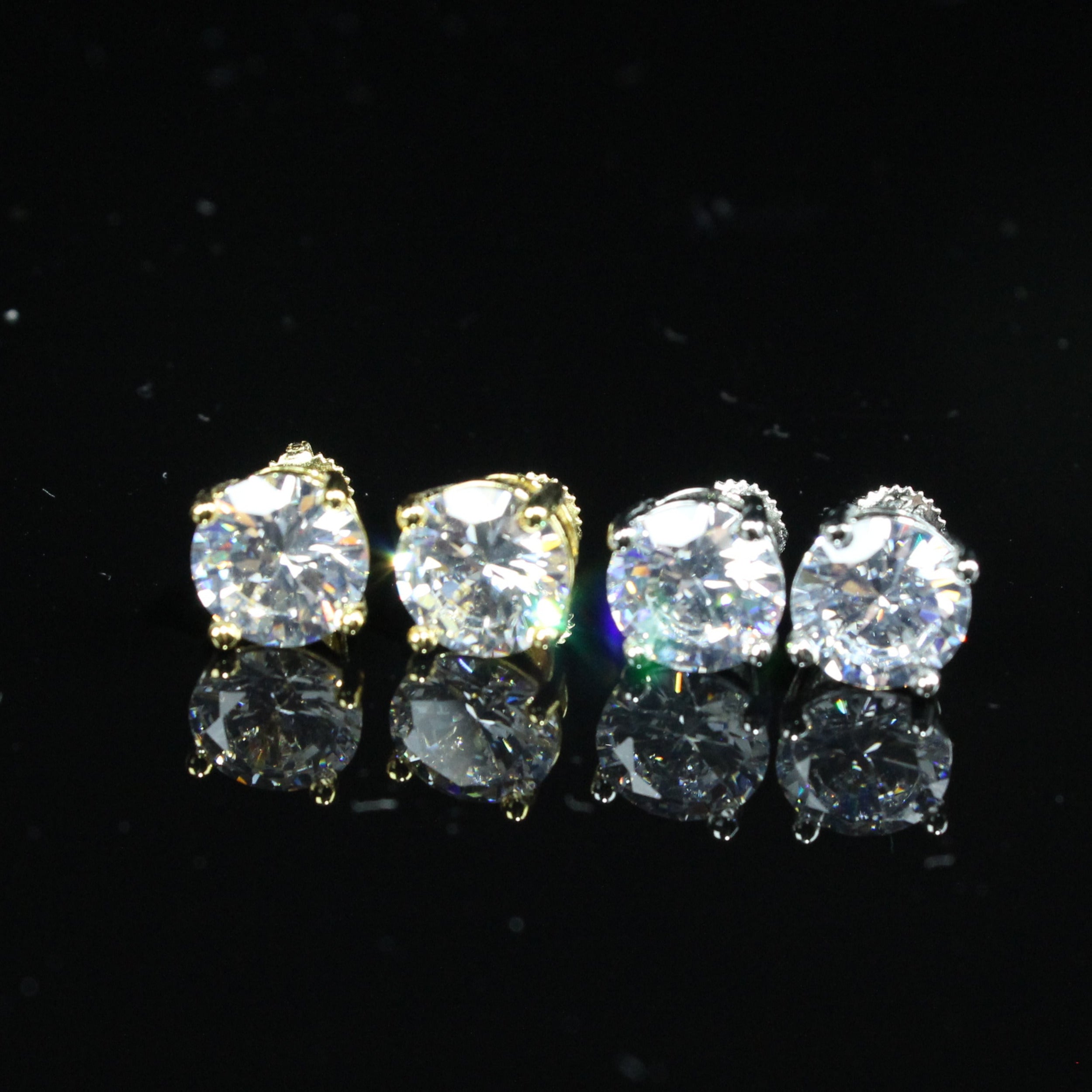 8mm Iced Flawless VVS Simulated Diamonds Gold-Plated/silver Earrings