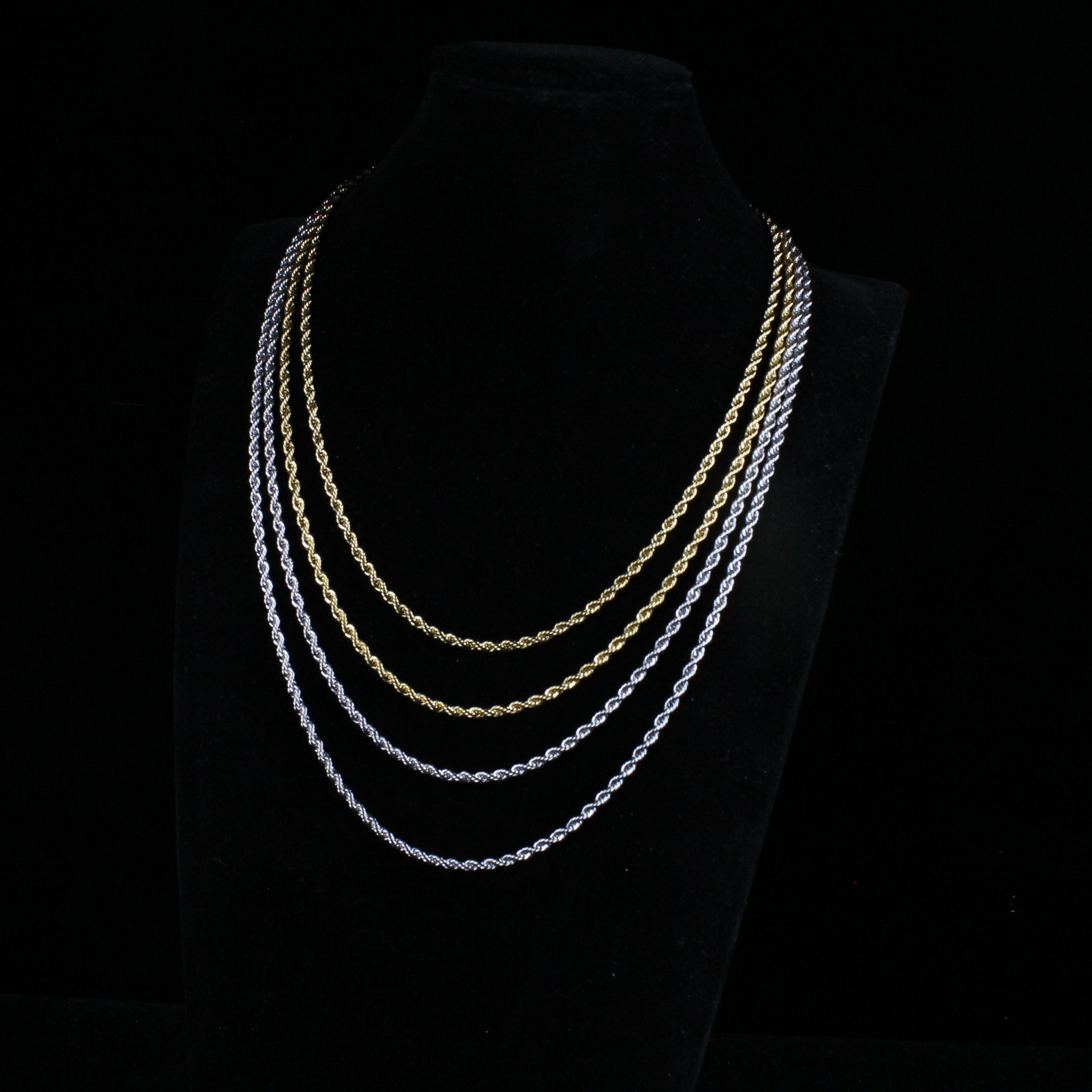 3MM White Gold Rope Chain