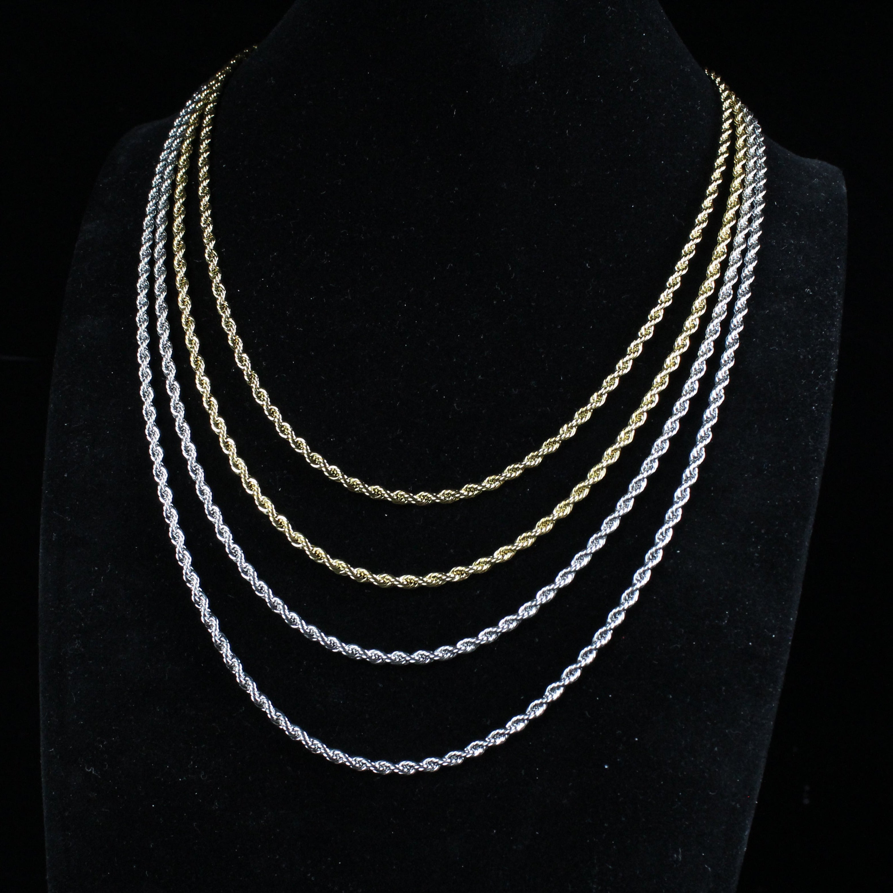 3MM White Gold Rope Chain