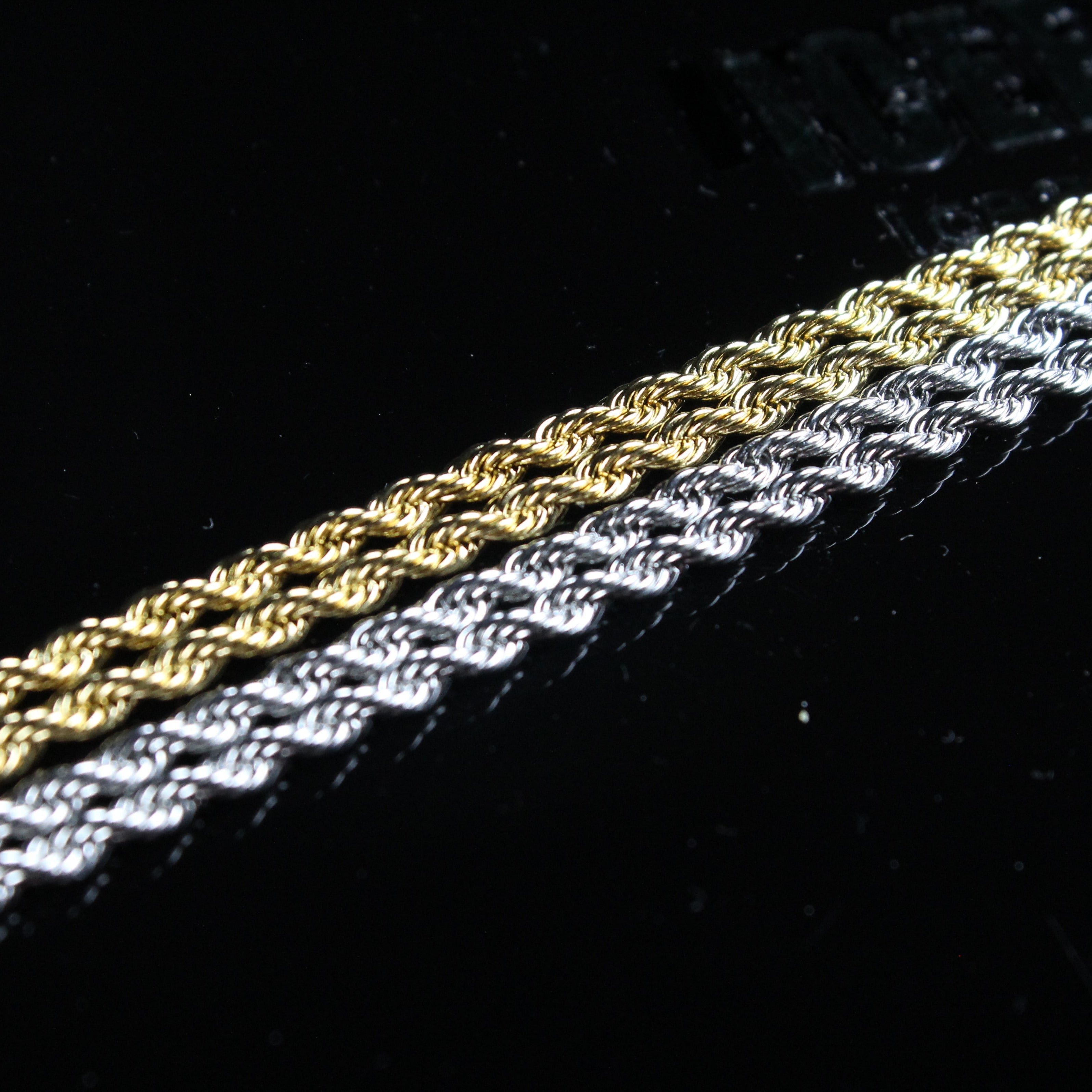 3MM White Gold Rope Chain