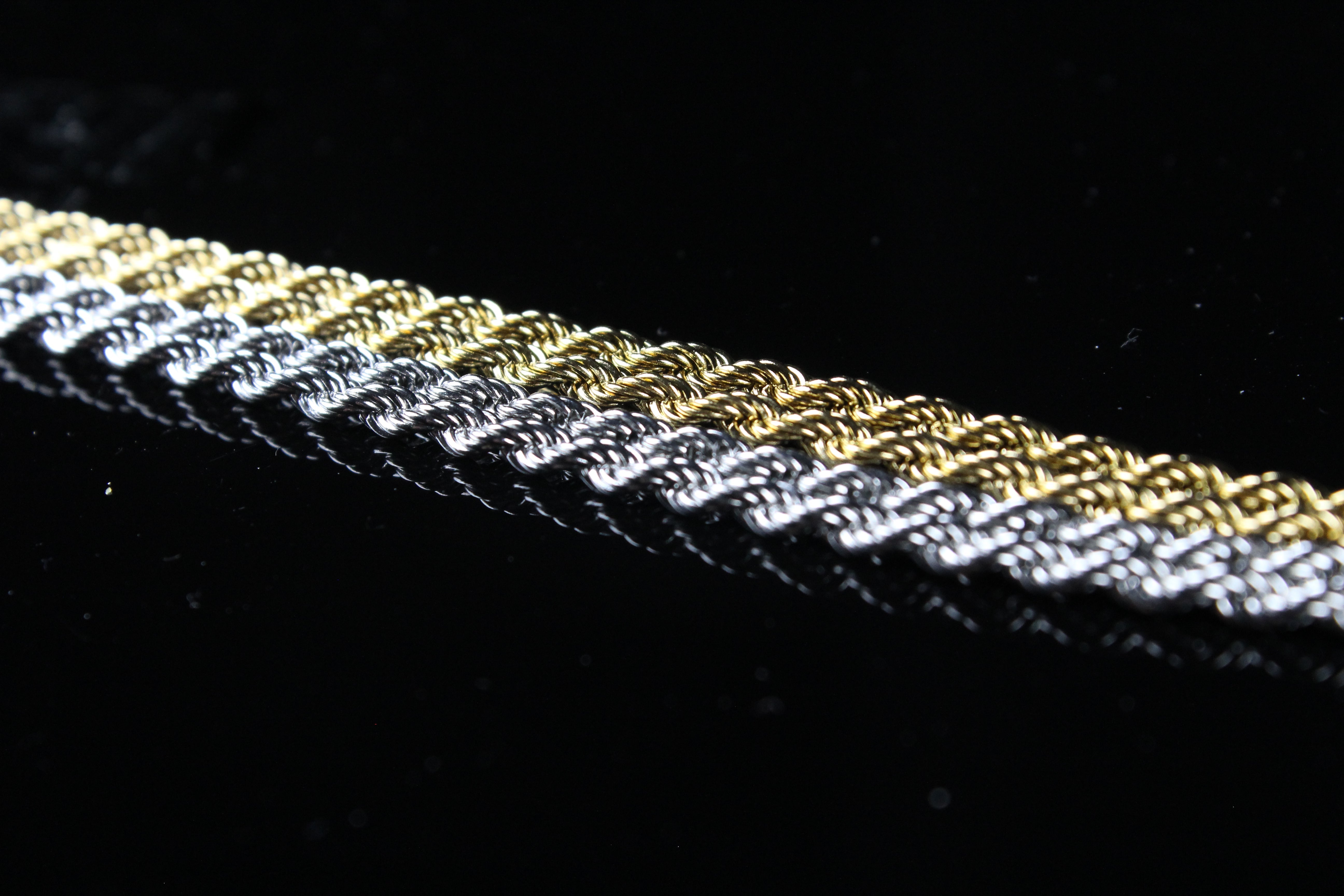 3MM White Gold Rope Chain