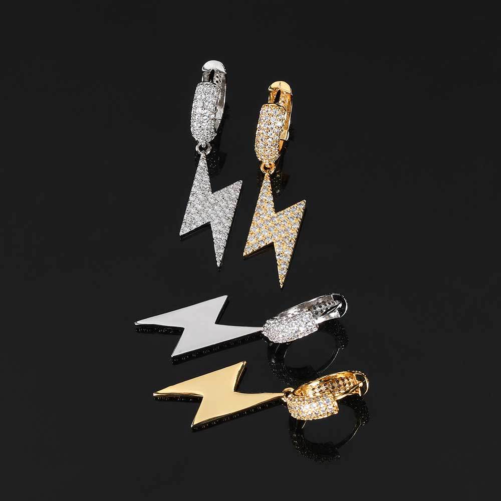 Iced AAA+ CZ Lightning Sign Hip Hop Earring ICEEDRIP