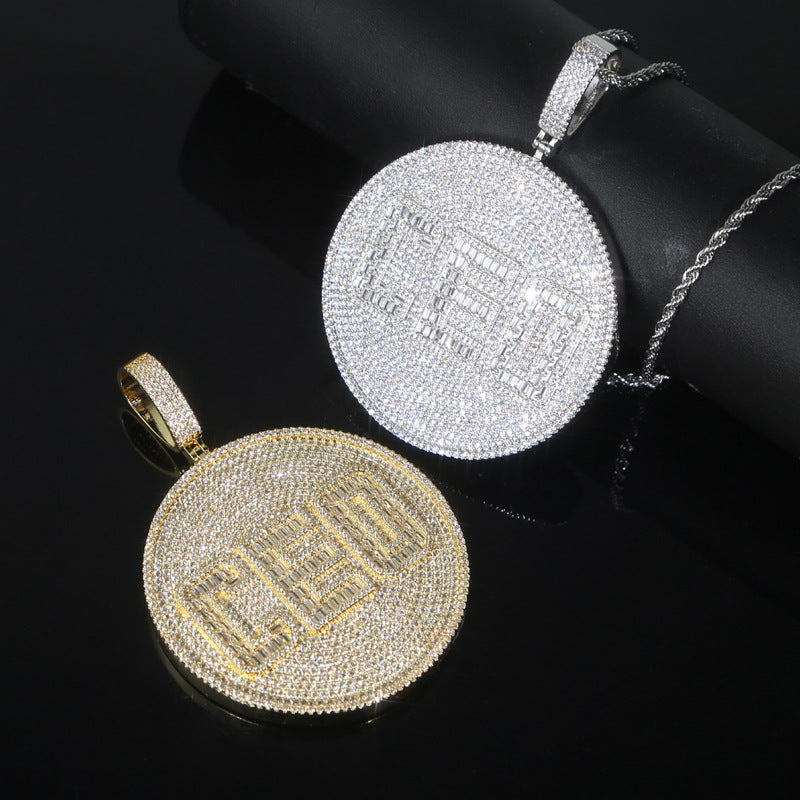 Iced Out 3D Big CEO Disc Necklace