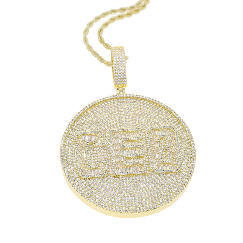 Iced Out 3D Big CEO Disc Necklace