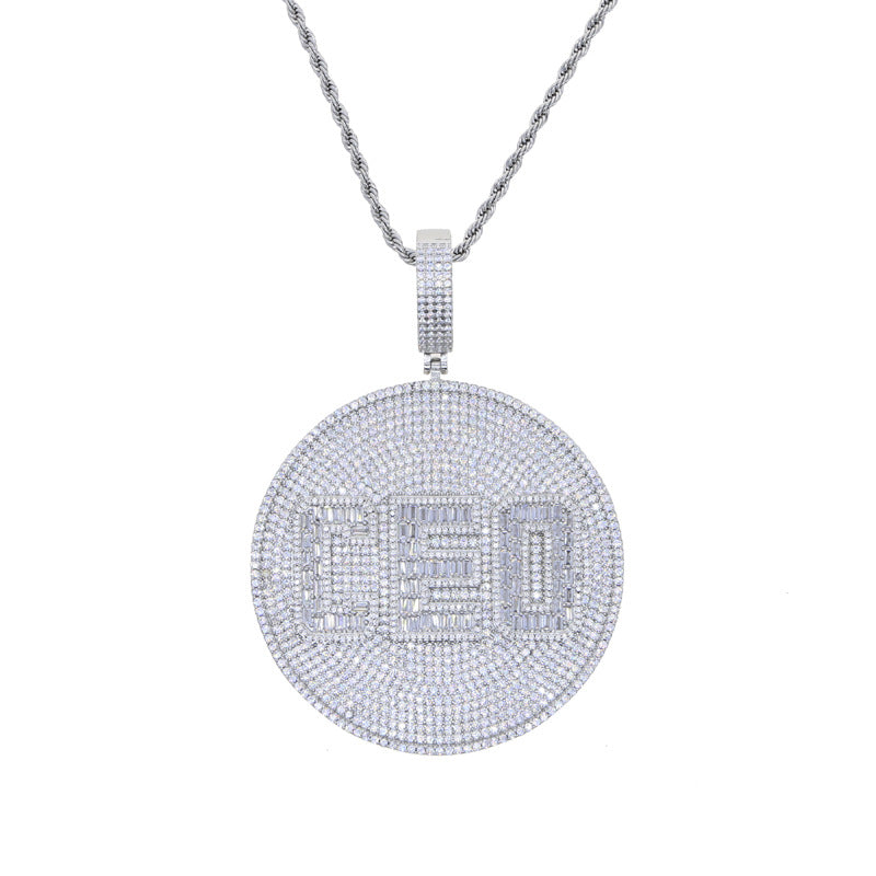 Iced Out 3D Big CEO Disc Necklace