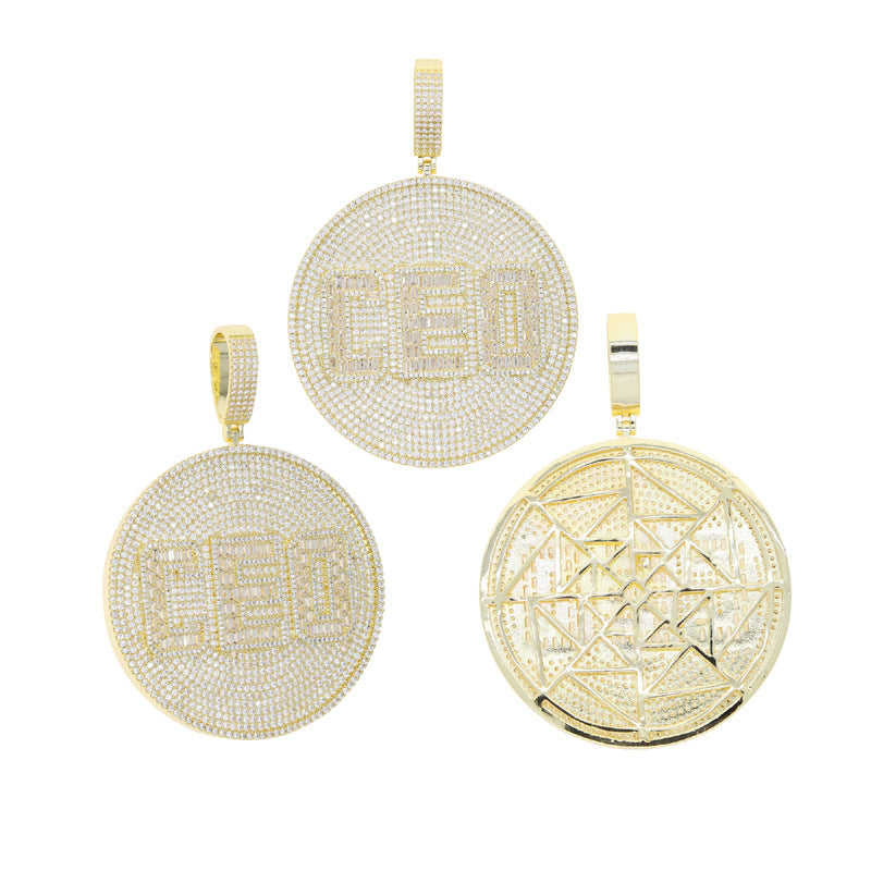 Iced Out 3D Big CEO Disc Necklace