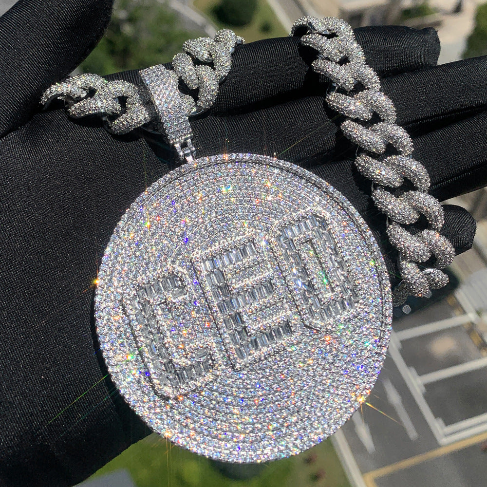 Iced Out 3D Big CEO Disc Necklace