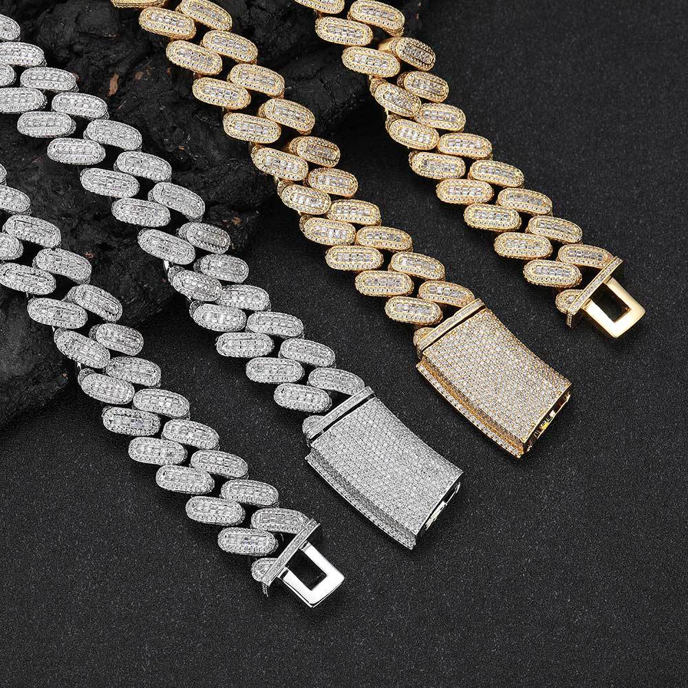 17.5mm Curved Clasp Iced Cuban Link Chain