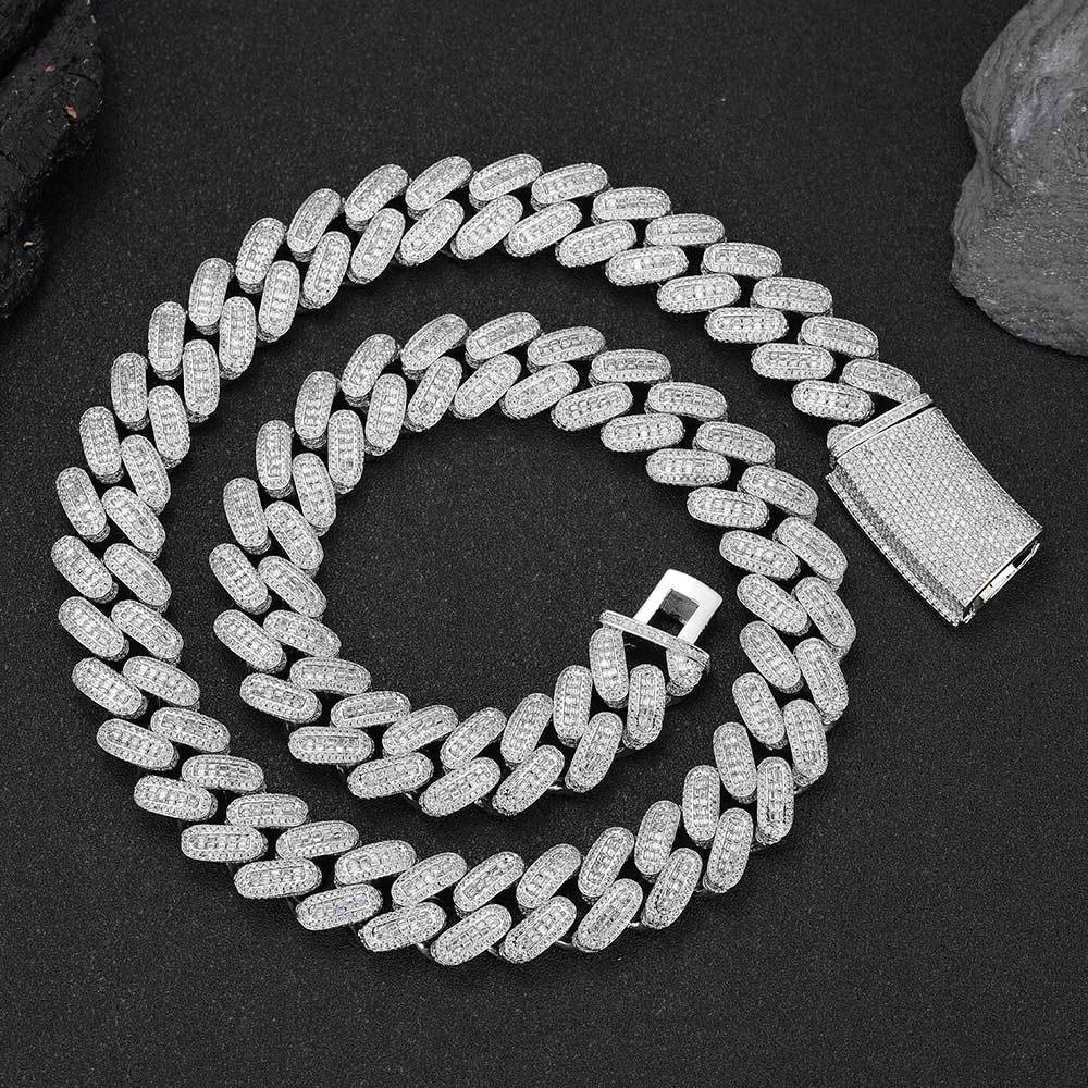 17.5mm Curved Clasp Iced Cuban Link Chain