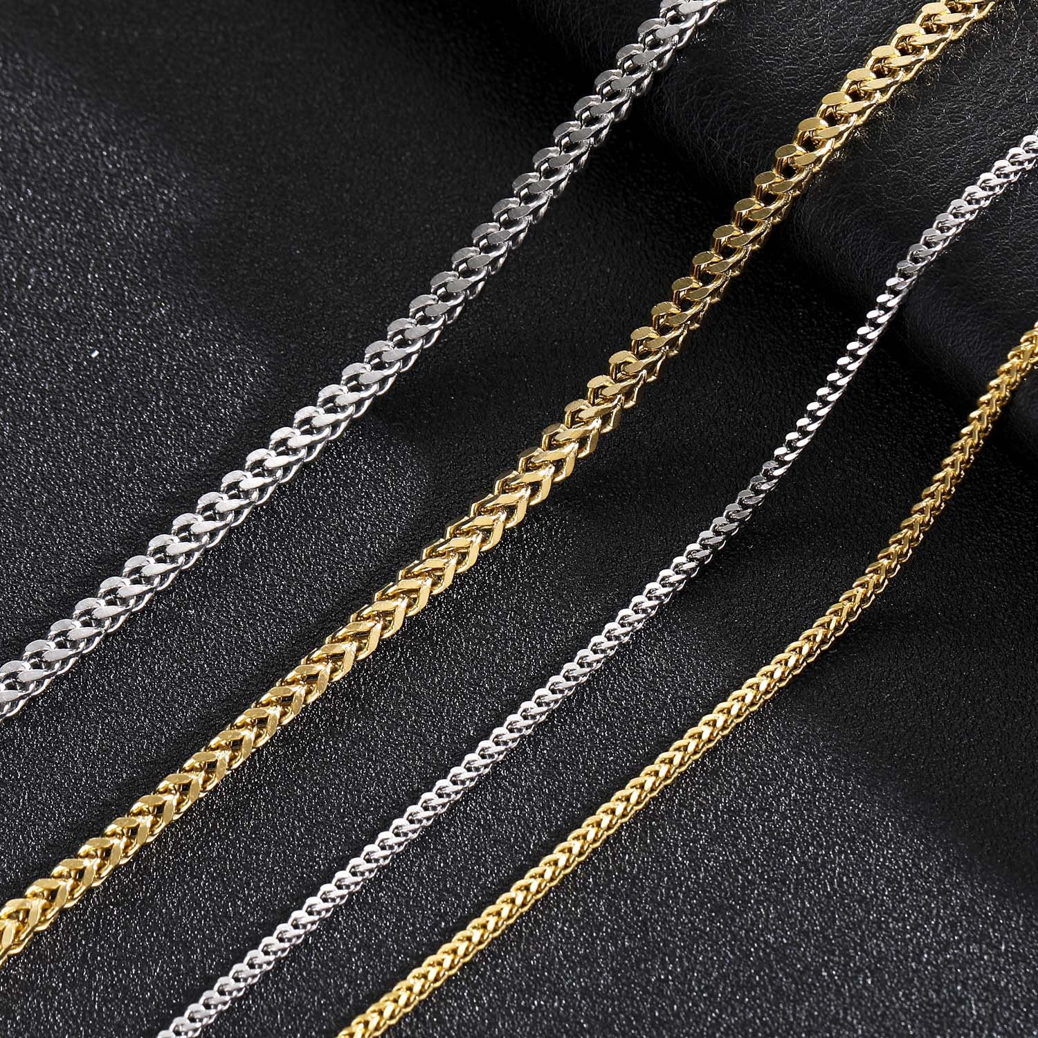 3mm Franco Link Chain in White Gold