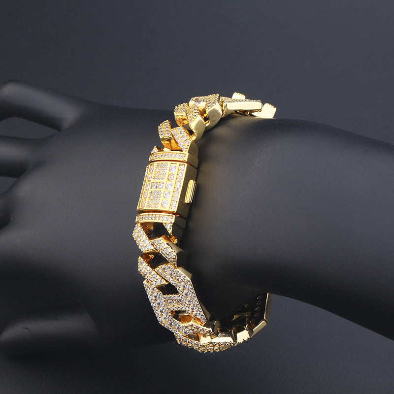 18K Gold-Plated Polygon Cuban Link Bracelet