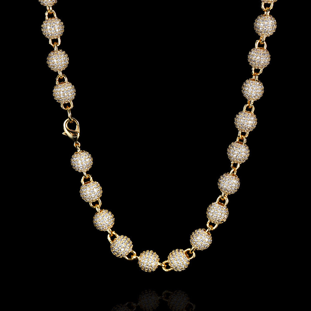 8mm iced round bead necklace