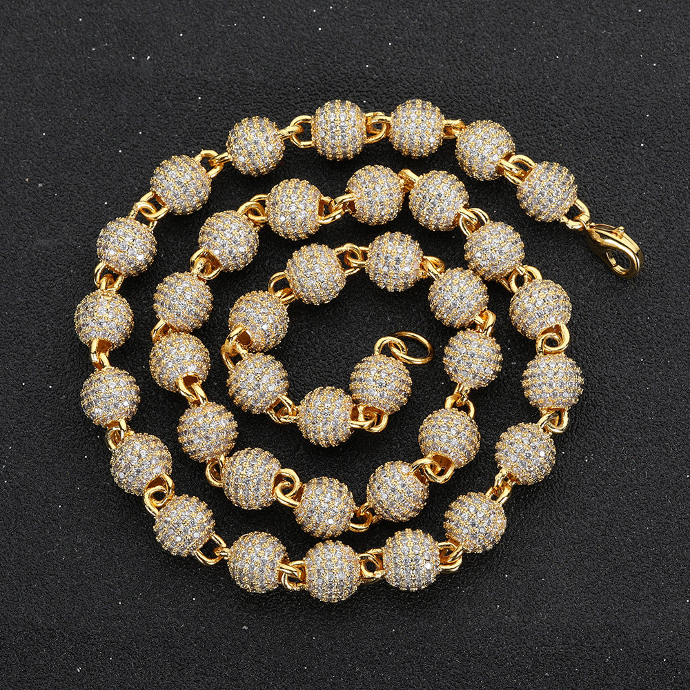 8mm iced round bead necklace