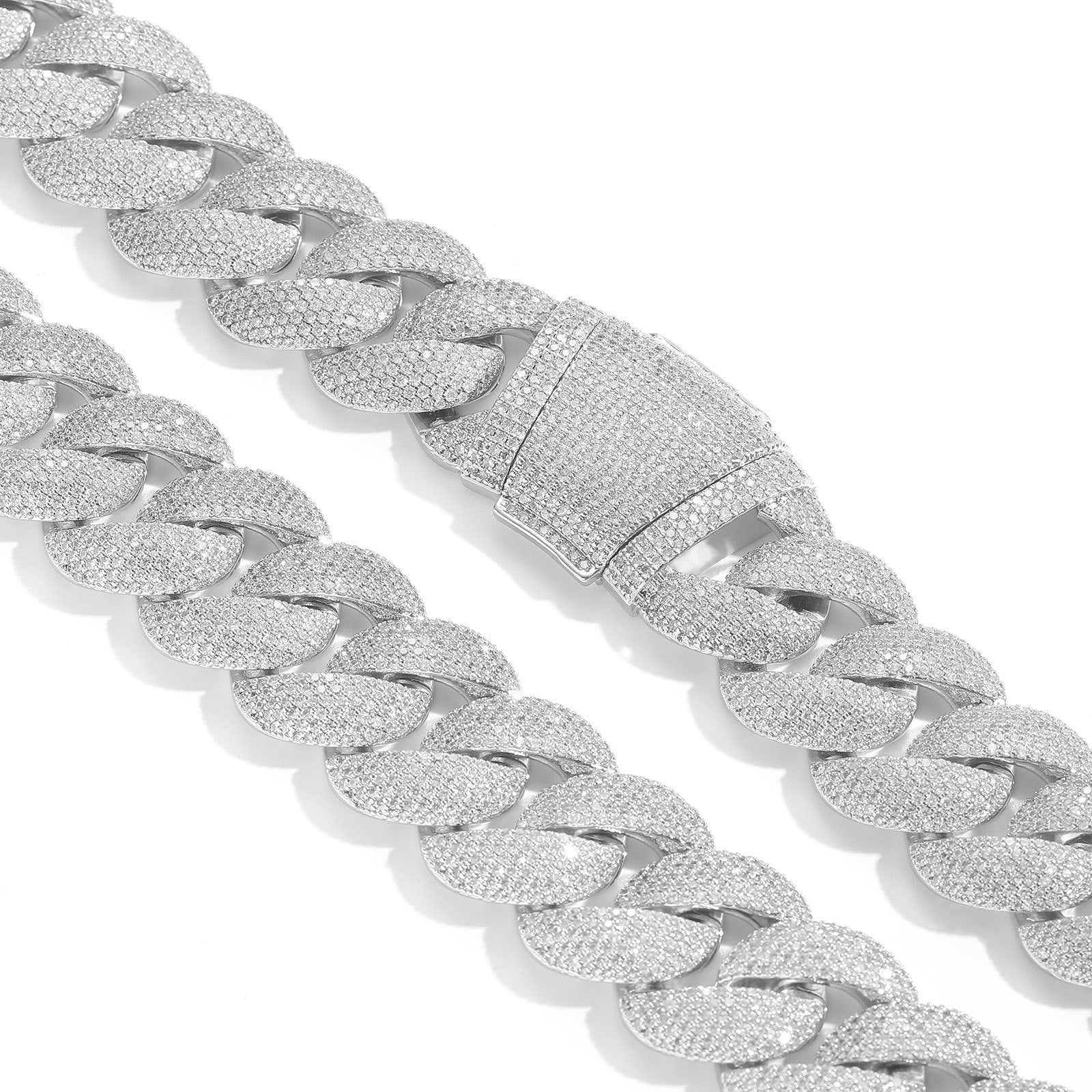 22mm 3d Bubble Iced Cuban Bracelet In White Gold