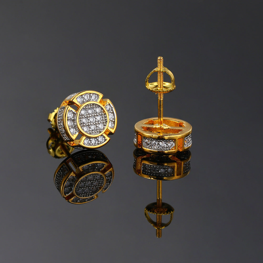 Gold-Plated Iced Hiphop Earrings (9mm)