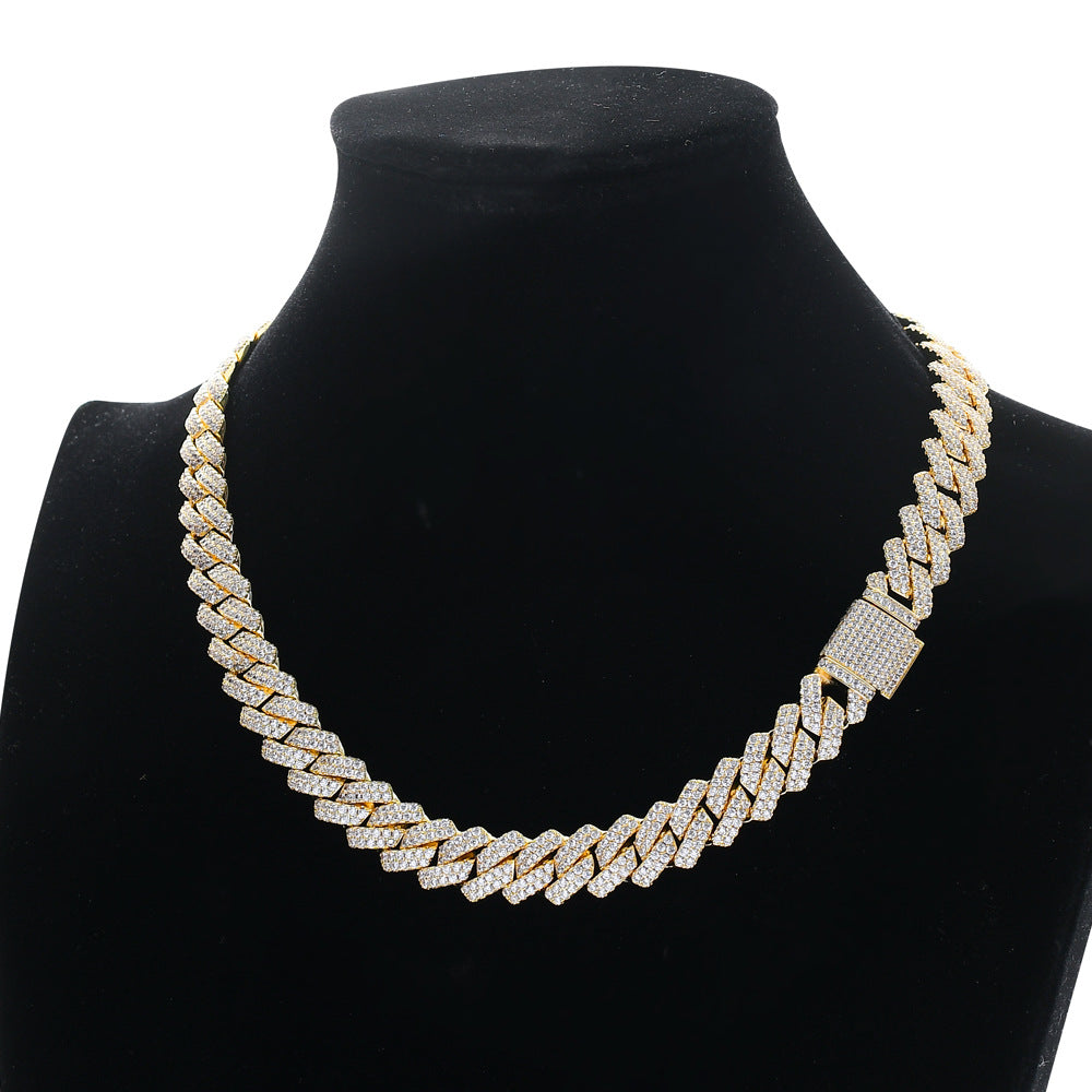 Seamless Rhombic Iced Cuban Chain 18K White/Gold-Plate