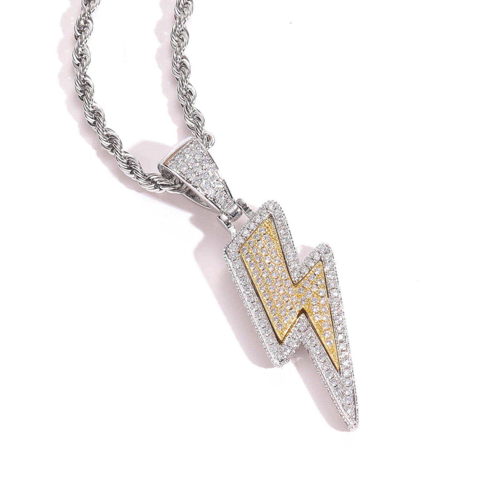 8K Gold-Plated CZ Iced Lightning Necklace